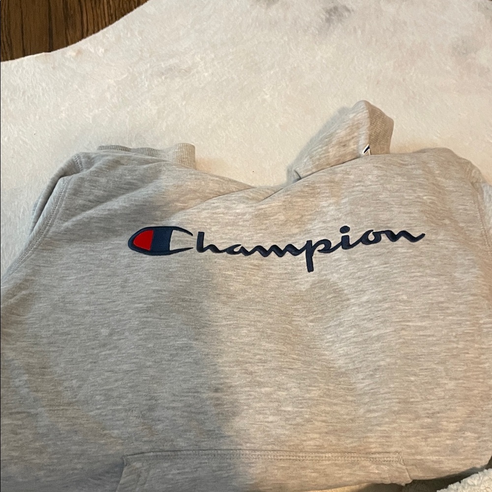 Champion Light Gray Hoodie with Logo